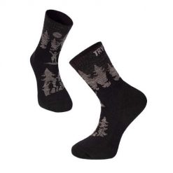 Skarpety trekkingowe z wełny merynosowej z czarnymi motywami wspinaczkowymi. Czarne skarpetki TRY TO FLY, bez wzorów, z wełny. W wyprzedaży za 83.39 zł.