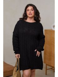 Curvy Lady Sukienka dzianinowa w kolorze czarnym rozmiar: 44/46. Czarne sukienki Curvy Lady, bez wzorów, z dzianiny, klasyczne, bez kołnierzyka, bez ramiączek, midi. Za 123.82 zł.