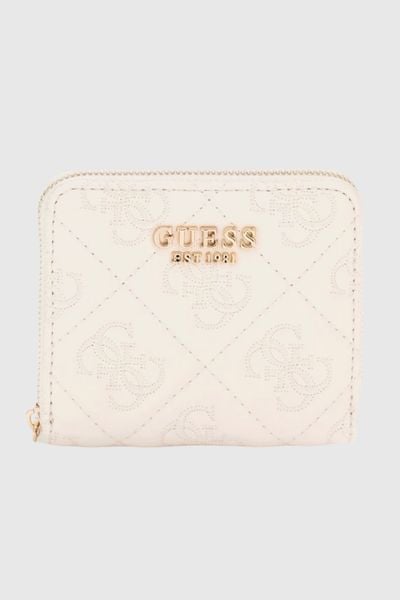 GUESS Biały mały portfel damski Adelasia. Białe portfele Guess, z aplikacjami, ze skóry ekologicznej. W wyprzedaży za 144.99 zł.