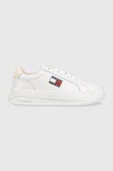 Tommy Jeans sneakersy skórzane Tommy Jeans City Flatform kolor biały. Białe buty sportowe lifestyle Tommy Jeans, bez wzorów, z gumy, sportowe, z okrągłym noskiem, bez zapięcia. W wyprzedaży za 399.99 zł.