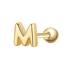 Glanzstücke München Piercing Litera M ze srebra próby 925 w kolorze zlotym Kolczyki 1 ct Damski. Żółte kolczyki Glanzstücke München, pozłacane. Za 110.49 zł.