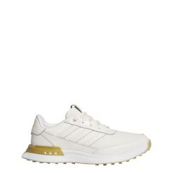 Buty S2G 25 Leather Spikeless Golf. Białe buty treningowe adidas, bez wzorów, bez zapięcia, na golfa. Za 599.00 zł.
