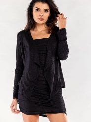 Żakiet Model A559 Black - awama. Czarne marynarki i żakiety Awama, l, bez wzorów, z elastanu, bez ramiączek. Za 256.23 zł.