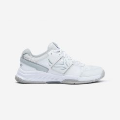 Buty tenisowe TS160 damskie. Białe buty do biegania ARTENGO, na jesień, bez wzorów, z kauczuku, bez zapięcia, do biegania. Za 139.99 zł.