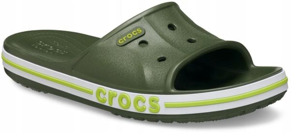 Klapki Dla Dorosłych Crocs Bayaband Slide. Białe klapki Crocs, bez wzorów, z materiału, bez obcasa, bez zapięcia. Za 129.99 zł.