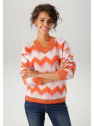 Aniston Sweter w kolorze pomarańczowo-jasnoróżowym rozmiar: 42. Pomarańczowe swetry Aniston, bez wzorów, bez ramiączek. Za 82.64 zł.