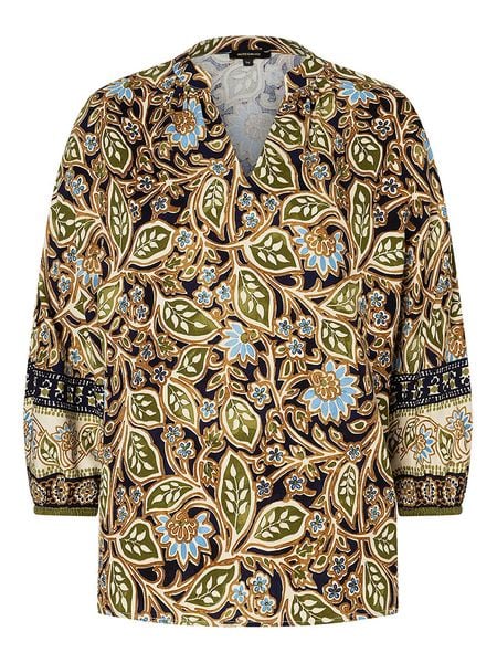 More & More Bluzka w kolorze jasnobrązowym ze wzorem rozmiar: 44. Brązowe bluzki More & More, s, bez wzorów, z wiskozy, klasyczne, bez kołnierzyka, bez ramiączek. Za 86.99 zł.