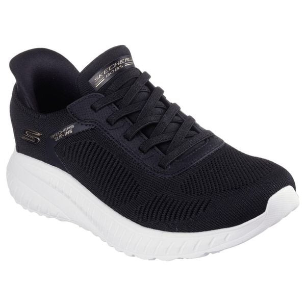 Buty sportowe damskie Skechers Bobs Squad Chaos C. Czarne buty sportowe lifestyle Skechers, bez wzorów, z materiału, casualowe, bez zapięcia. Za 390.00 zł.