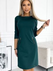 Sukienka Model Mary 420-5 Bottle Green - Numoco. Zielone sukienki NUMOCO, l, bez wzorów, z wiskozy, klasyczne, bez kołnierzyka, bez ramiączek, trapezowe. Za 225.01 zł.