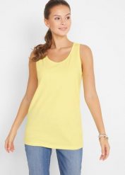 Długi top (5 sztuk). Czerwone topy bonprix, bez wzorów, z bawełny, bez kołnierzyka, bez ramiączek. Za 129.99 zł.
