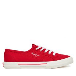 Tenisówki Pepe Jeans. Czerwone trampki Pepe Jeans, bez wzorów, z jeansu, bez zapięcia. Za 199.99 zł.