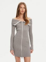 Guess Sukienka dzianinowa W5YK28 Z30I2 Szary Slim Fit. Szare sukienki Guess, xs, z aplikacjami, z dzianiny, bez kołnierzyka, bez ramiączek. Za 619.99 zł.