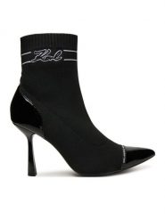 KARL LAGERFELD Botki Pandara KL31357 Czarny. Czarne botki KARL LAGERFELD, bez wzorów, z materiału, bez obcasa, na szpilce, bez zapięcia. Za 829.99 zł.