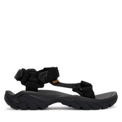 Sandały Teva. Czarne sandały Teva, bez wzorów, bez obcasa, na płaskiej podeszwie, bez zapięcia. Za 519.99 zł.