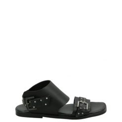 CZARNE SANDAŁY C732 CABRA BLACK. Czarne sandały Venezia, bez wzorów, ze skóry, bez obcasa, bez zapięcia. Za 209.00 zł.