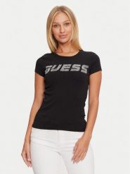 Guess T-Shirt V4BI16 KCIV1 Czarny Regular Fit. Czarne t-shirty Guess, l, z aplikacjami, z bawełny, bez kołnierzyka, bez ramiączek. Za 119.99 zł.