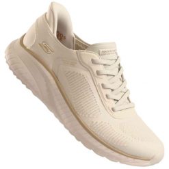Buty sportowe damskie Skechers Bobs Squad Chaos SLIP-INS. Brązowe buty treningowe Skechers, bez wzorów, bez zapięcia. Za 339.00 zł.