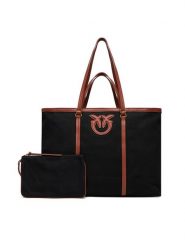 PINKO Torebka Miranda Shopper Extra PE 25 PLTT 104715 A2G2 Czarny. Czarne shopper bag Pinko, bez wzorów, z materiału, bez dodatków. Za 1,059.00 zł.