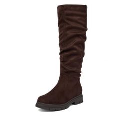 Kozaki Go Soft. Brązowe kozaki GO SOFT, bez wzorów, bez obcasa, na płaskiej podeszwie, bez zapięcia. Za 249.99 zł.