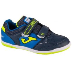 Buty piłkarskie Joma Top Flex 2403 In TPJW2403INV Granatowe niebieskie. Niebieskie buty treningowe bez wzorów, z gumy, bez zapięcia, do piłki nożnej. Za 242.09 zł.