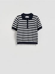 Sweter z krótkim rękawem - wielobarwny. Swetry Reserved, l, bez wzorów, z bawełny, bez ramiączek. Za 99.99 zł.