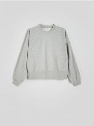 Bawełniana bluza - jasnoszary. Szare bluzy Reserved, l, bez wzorów, z bawełny, bez ramiączek, bez kaptura. W wyprzedaży za 79.99 zł.