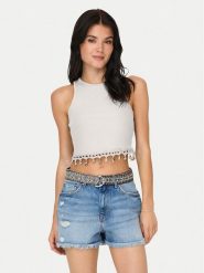 ONLY Top Shelly 15325019 Biały Slim Fit. Białe topy ONLY, m, bez wzorów, z bawełny, bez kołnierzyka, bez ramiączek. Za 69.99 zł.