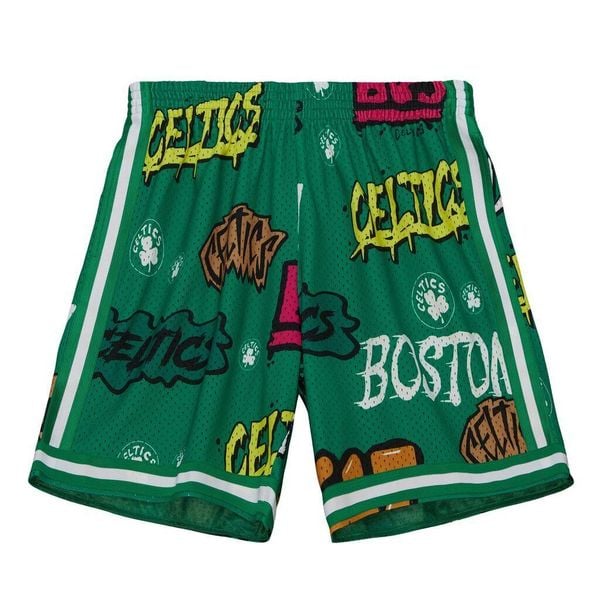 Spodenki samoprzylepne Boston Celtics Swingman 1985/86. Zielone szorty Mitchell & Ness, bez wzorów, sportowe. Za 474.00 zł.
