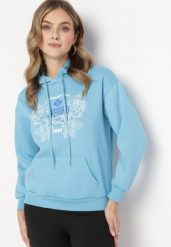 Jasnoniebieska Bluza z Kapturem i Nadrukiem oraz Ściągaczami Apperforda. Niebieskie bluzy Born2be, l, bez wzorów, z polaru, z kapturem. W wyprzedaży za 76.49 zł.