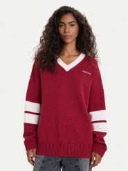 Guess Jeans Sweter 178814 Czerwony Classic Fit. Czerwone swetry Guess Jeans, xxl, z aplikacjami, z bawełny, bez ramiączek. Za 349.99 zł.