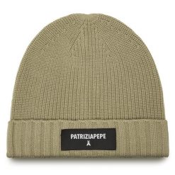 Czapka Patrizia Pepe. Szare czapki zimowe Patrizia Pepe, bez wzorów. Za 399.99 zł.