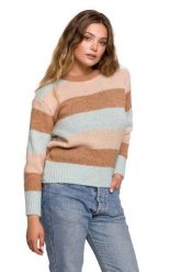Ciepły Sweter w Bloki Kolorystyczne - Model 2. Swetry MOE, l, bez wzorów, z materiału, bez ramiączek. Za 214.90 zł.