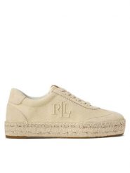 LAUREN RALPH LAUREN Espadryle Luize 802959231003 Beżowy. Brązowe espadryle Lauren Ralph Lauren, bez wzorów, ze skóry, bez obcasa. Za 579.99 zł.