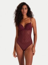 Guess Body 171027 Czerwony. Czerwone body i gorsety Guess, z aplikacjami, z syntetyku, bez ramiączek. Za 319.99 zł.