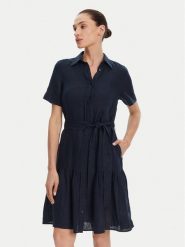 Gant Sukienka koszulowa 4503434 Granatowy Regular Fit. Niebieskie sukienki Gant, bez wzorów, ze lnu, bez kołnierzyka, bez ramiączek, koszulowe. Za 599.99 zł.