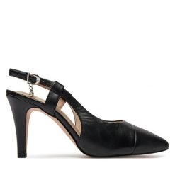 Sandały Caprice. Czarne sandały Caprice, bez wzorów, bez obcasa, na szpilce, bez zapięcia. Za 449.99 zł.
