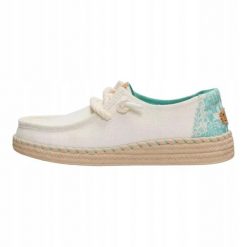 HEYDUDE Damskie Mokasyny Wendy Espadrille. Brązowe mokasyny Hey dude, bez wzorów, z materiału. Za 359.00 zł.