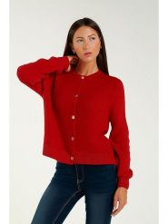 Tamba Kardigan w kolorze czerwonym rozmiar: 40/42. Czerwone swetry Tamba, bez wzorów, z wełny, bez ramiączek. Za 179.64 zł.