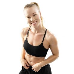 Damski bezszwowy biustonosz sportowy Fitness Siroko Ness. Czarne biustonosze sportowe SIROKO, bez wzorów, z materiału, na fitness i siłownię. W wyprzedaży za 126.00 zł.