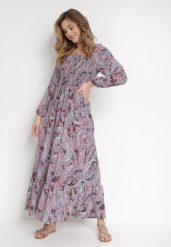 Fioletowo-Niebieska Sukienka Philusa. Fioletowe sukienki Born2be, na co dzień, l, bez wzorów, z tkaniny, bez kołnierzyka, bez ramiączek, maxi, proste. Za 159.99 zł.
