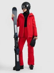 4F Spodnie narciarskie membrana 15000 damskie - czerwone XL. Czerwone spodnie materiałowe 4f, bez wzorów, z materiału. Za 799.99 zł.