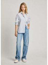 Pepe Jeans Koszula "Clever" w kolorze błękitno-białym rozmiar: L. Niebieskie koszule Pepe Jeans, l, bez wzorów, z bawełny, bez kołnierzyka, bez ramiączek. Za 190.45 zł.