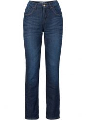 Dżinsy Straight high waist, termiczne. Niebieskie jeansy bonprix, bez wzorów, z jeansu, z podwyższonym stanem. Za 249.99 zł.