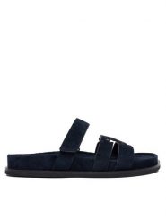 Tory Burch Klapki Ines Sport Slide 163481 Granatowy. Niebieskie klapki Tory Burch, bez wzorów, ze skóry, sportowe, bez obcasa, bez zapięcia. Za 1,609.00 zł.