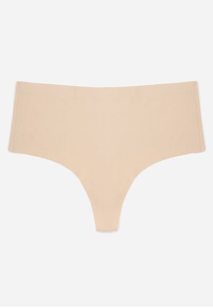 Beżowe Bezszwowe Majtki Stringi z Wysokim Stanem Hemolis. Brązowe stringi Born2be, bez wzorów. Za 29.99 zł.
