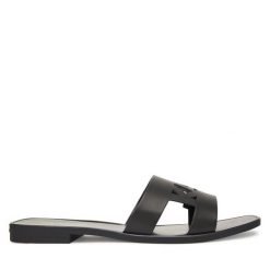 Klapki KARL LAGERFELD. Czarne klapki KARL LAGERFELD, bez wzorów, bez obcasa, bez zapięcia. Za 439.99 zł.