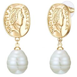 Lulu & Jane Mosiadz Sztuczna perła Kolczyki 1 ct Damski. Białe kolczyki Lulu & Jane, z perłą, pozłacane. Za 359.99 zł.