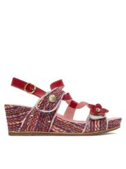 Laura Vita Sandały Beclindao 20 Czerwony. Czerwone sandały LAURA VITA, bez wzorów, ze skóry, bez obcasa, na koturnie, bez zapięcia. Za 399.99 zł.