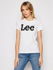 Lee T-Shirt Logo Tee L42UER12 112109470 Biały Regular Fit. Białe t-shirty Lee, l, bez wzorów, z bawełny, bez kołnierzyka, bez ramiączek. Za 79.99 zł.