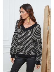 So Cachemire Sweter "Azul" w kolorze beżowo-czarnym rozmiar: M. Czarne swetry So Cachemire, m, bez wzorów, ze splotem, bez ramiączek. Za 240.99 zł.